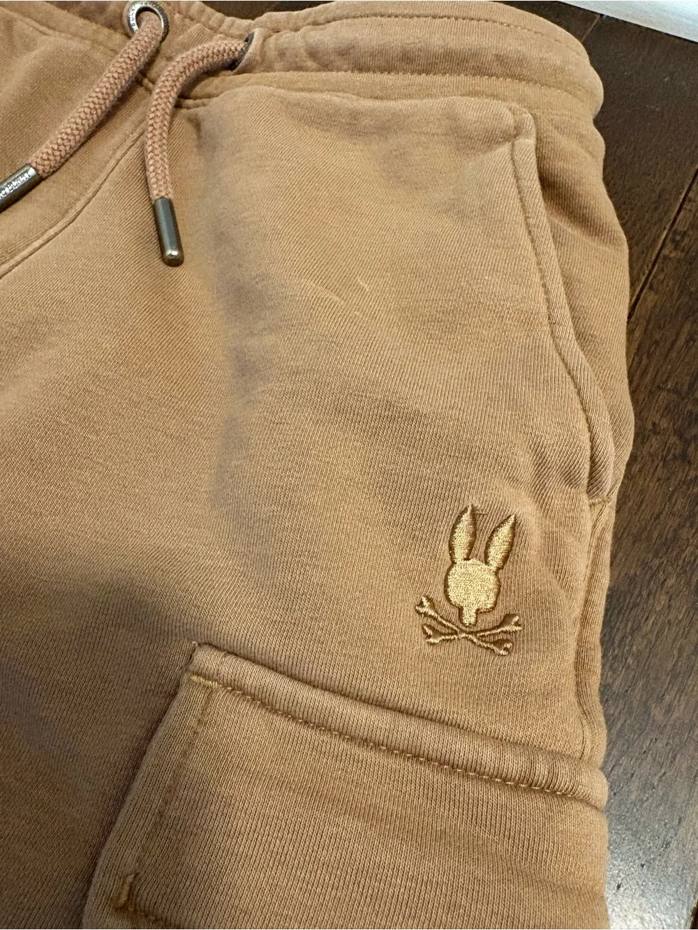 Psycho Bunny Kids Cargo Sweatpants Drawstring Size Small 7/8 Brown Tan
